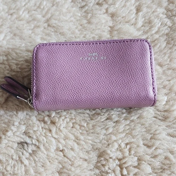 Coach | Bags | Nwot Coach Irislilac Leather Glitter Double Zip